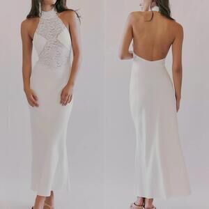 Third Form Serenade Lace Halter Maxi Dress w/ Open Back (Sz: 8/ Retail: $370)